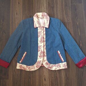 💙 Vintage Isabella's Journey Jacket Size L/XL 100% Cotton Quilted Fall Winter D
